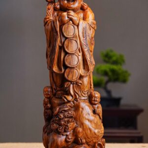 Di Lạc Nhị Tiểu Chúc Phúc Đứng Bao Tiền Gỗ Sưa