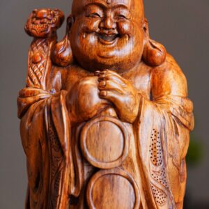 Di Lạc Nhị Tiểu Chúc Phúc Đứng Bao Tiền Gỗ Sưa