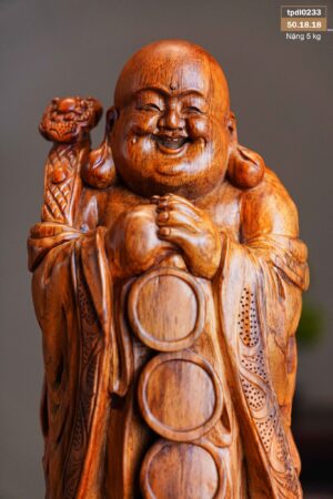 Di Lạc Nhị Tiểu Chúc Phúc Đứng Bao Tiền Gỗ Sưa