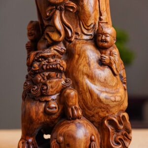 Di Lạc Nhị Tiểu Chúc Phúc Đứng Bao Tiền Gỗ Sưa