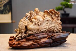 Di Lặc Ngồi Bắp Cải Gỗ Hoàng Đàn Tuyết Lạng Sơn