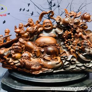 Tượng Di Lặc Ngũ Tiểu Tam Nghê Gỗ Trắc