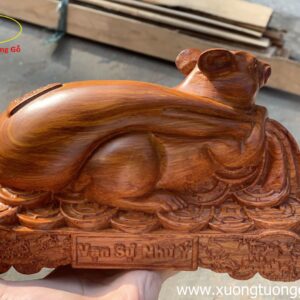 Tượng Chuột Kéo Bao Tiền Gỗ Hương Đá