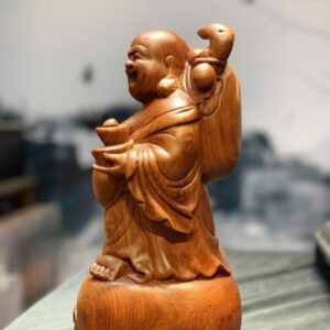 Tượng Di Lặc Đứng Bao Tiền Gỗ Hương