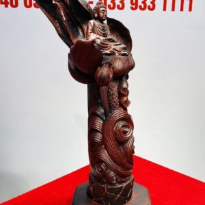 Phật Ngự Đài Sen Gỗ Trắc Đỏ Đen