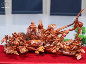 Chim trĩ hoa phù dung gỗ sưa