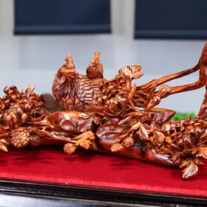 Chim trĩ hoa phù dung gỗ sưa