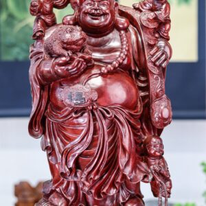 Di lạc đứng tay cầm thiền thừ gỗ tử đàn