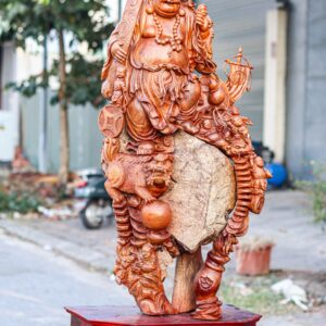 Di Lạc Vác Gậy Như Ý Cửu Tiểu Gỗ Hương Ôm Đá