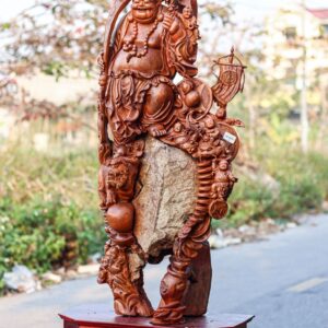 Di Lạc Vác Gậy Như Ý Cửu Tiểu Gỗ Hương Ôm Đá