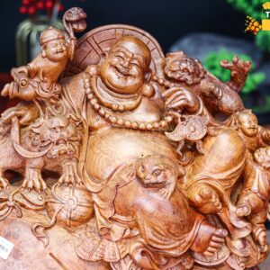 Di Lạc Tam Tiểu Song Nghê Ngồi Bao Tiền Gỗ Nu Hương