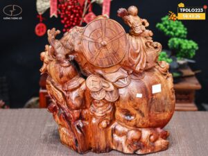Di Lạc Tam Tiểu Song Nghê Ngồi Bao Tiền Gỗ Nu Hương