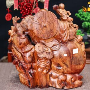 Di Lạc Tam Tiểu Song Nghê Ngồi Bao Tiền Gỗ Nu Hương