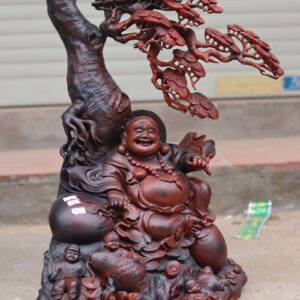 Tượng Phật Di Lặc Tam Tiểu Ngồi Gốc Gỗ Trắc