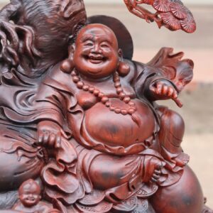 Tượng Phật Di Lặc Tam Tiểu Ngồi Gốc Gỗ Trắc