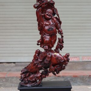 Tượng Phật Di Lặc Ngũ Tiểu Đứng Cá Chép Gỗ Trắc