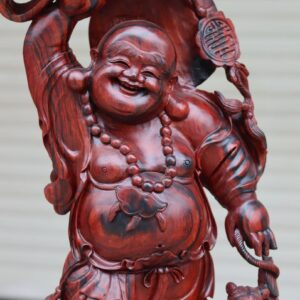 Tượng Phật Di Lặc Ngũ Tiểu Đứng Cá Chép Gỗ Trắc