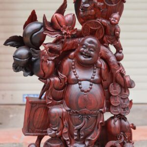 Tượng Di Lặc Ngũ Tiểu Vác Đào Gỗ Trăc
