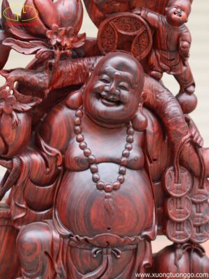 Tượng Di Lặc Ngũ Tiểu Vác Đào Gỗ Trăc