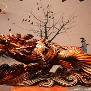 Tượng Cá Chép Hóa Rồng Trắc Đỏ  Đen