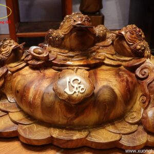 Tượng Tam Cóc Chấm Chum Tiền Gỗ Hương