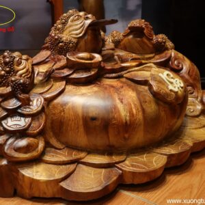 Tượng Tam Cóc Chấm Chum Tiền Gỗ Hương