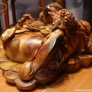 Tượng Tam Cóc Chấm Chum Tiền Gỗ Hương