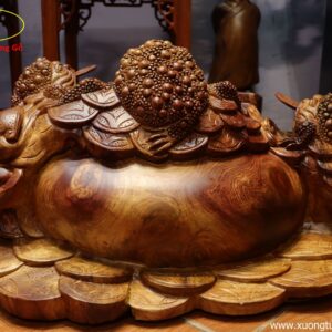 Tượng Tam Cóc Chấm Chum Tiền Gỗ Hương