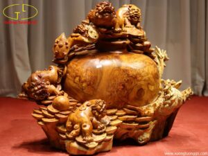 Tượng Ngũ Nghê Ngự Chum Tiền Gỗ Hương
