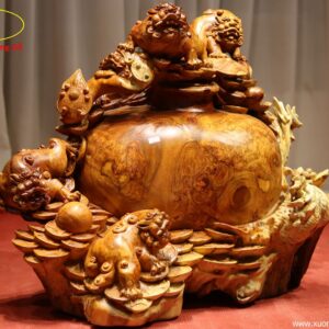 Tượng Ngũ Nghê Ngự Chum Tiền Gỗ Hương