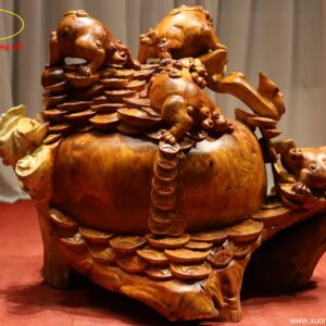 Tượng Ngũ Nghê Ngự Chum Tiền Gỗ Hương