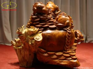 Tượng Ngũ Nghê Ngự Chum Tiền Gỗ Hương