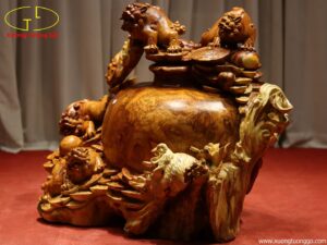 Tượng Ngũ Nghê Ngự Chum Tiền Gỗ Hương