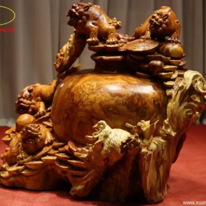 Tượng Ngũ Nghê Ngự Chum Tiền Gỗ Hương
