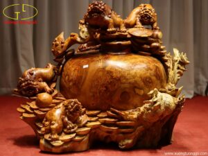 Tượng Ngũ Nghê Ngự Chum Tiền Gỗ Hương