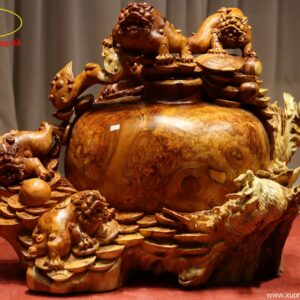 Tượng Ngũ Nghê Ngự Chum Tiền Gỗ Hương