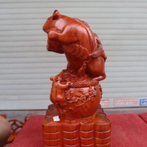 Tượng Tam Chuột Gỗ Trắc Đứng Bao Tiền