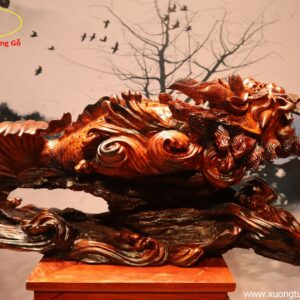 Tượng Cá Chép Hóa Rồng Trắc Đỏ  Đen