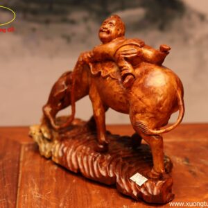 Tượng Tiểu Đồng Cưỡi Trâu Gỗ Nu Hương