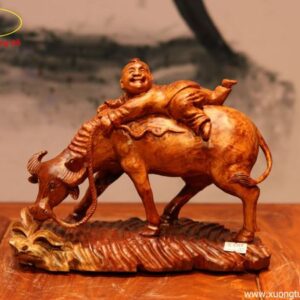Tượng Tiểu Đồng Cưỡi Trâu Gỗ Nu Hương