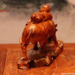 Tượng Tiểu Đồng Cưỡi Trâu Gỗ Nu Hương