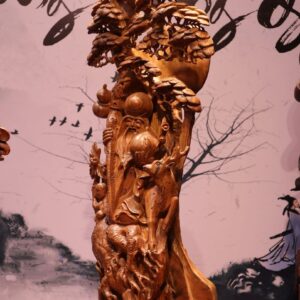 Tượng Ông Thọ Cành Đào Gỗ Bách Xanh