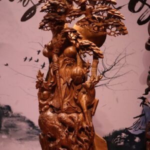 Tượng Ông Thọ Cành Đào Gỗ Bách Xanh