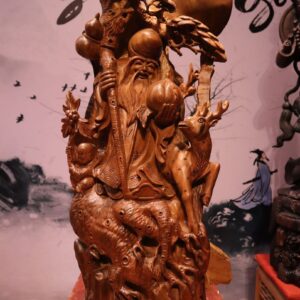 Tượng Ông Thọ Cành Đào Gỗ Bách Xanh