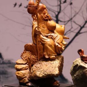 Tượng Ông Thọ Ôm Đào Ngồi Đá