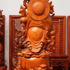 Tượng Di Lặc Ngũ Phúc Vác Cành Đào Gỗ Hương