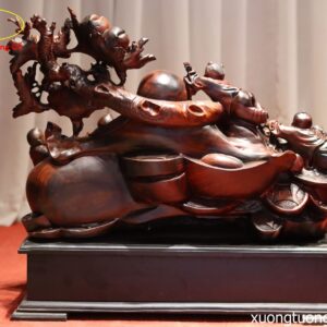 Tượng Phật Di Lặc Ngũ Tiểu Vác Đào Gỗ Trắc