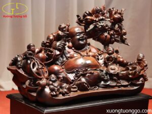 Tượng Phật Di Lặc Ngũ Tiểu Vác Đào Gỗ Trắc