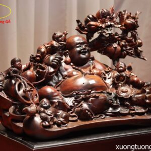Tượng Phật Di Lặc Ngũ Tiểu Vác Đào Gỗ Trắc
