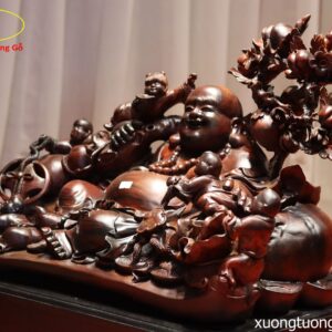 Tượng Phật Di Lặc Ngũ Tiểu Vác Đào Gỗ Trắc